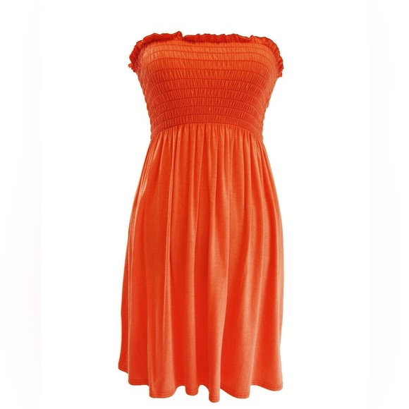 NWT Freestyle orange strapless summer dress or swim cover up - Picture 1 of 5